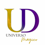 Logo tienda Universo mágico de Úrsula Dulcinea en dorado y púrpura