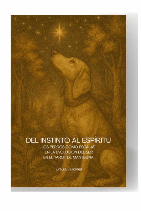 Ilustración de la perra Lilith olfateando una estrella en la portada del libro Del Instinto al Espíritu.