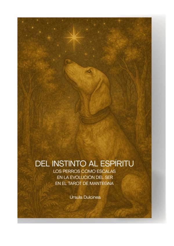 Ilustración de la perra Lilith olfateando una estrella en la portada del libro Del Instinto al Espíritu.