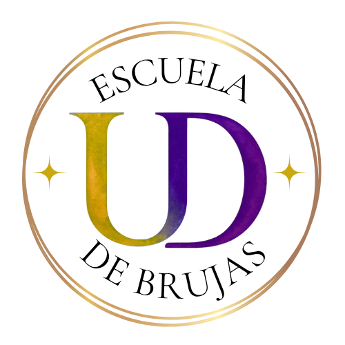 LOGO ESCUELA DE BRUJAS CON CIRCULO DORADO